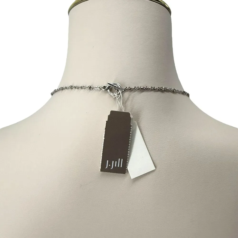 J. Jill Tassel Necklace Beaded Stone Silver Tone Faceted Charm Boho Long 36” NWT - Picture 8 of 9